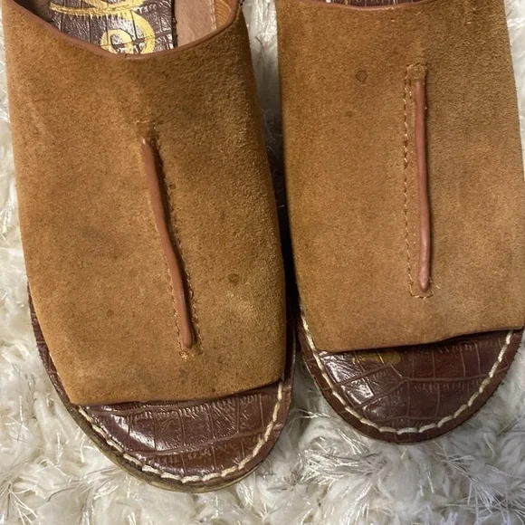 Womens Sam Edelman Suede brown clog wedge sandals size 8.5 - Picture 5 of 5